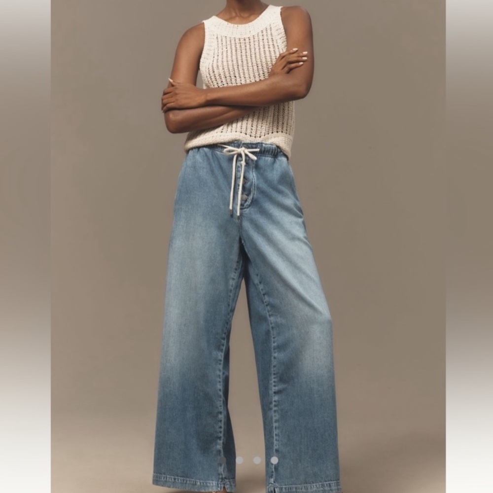 Pilcro Wide Leg Drawstring Denim sz S